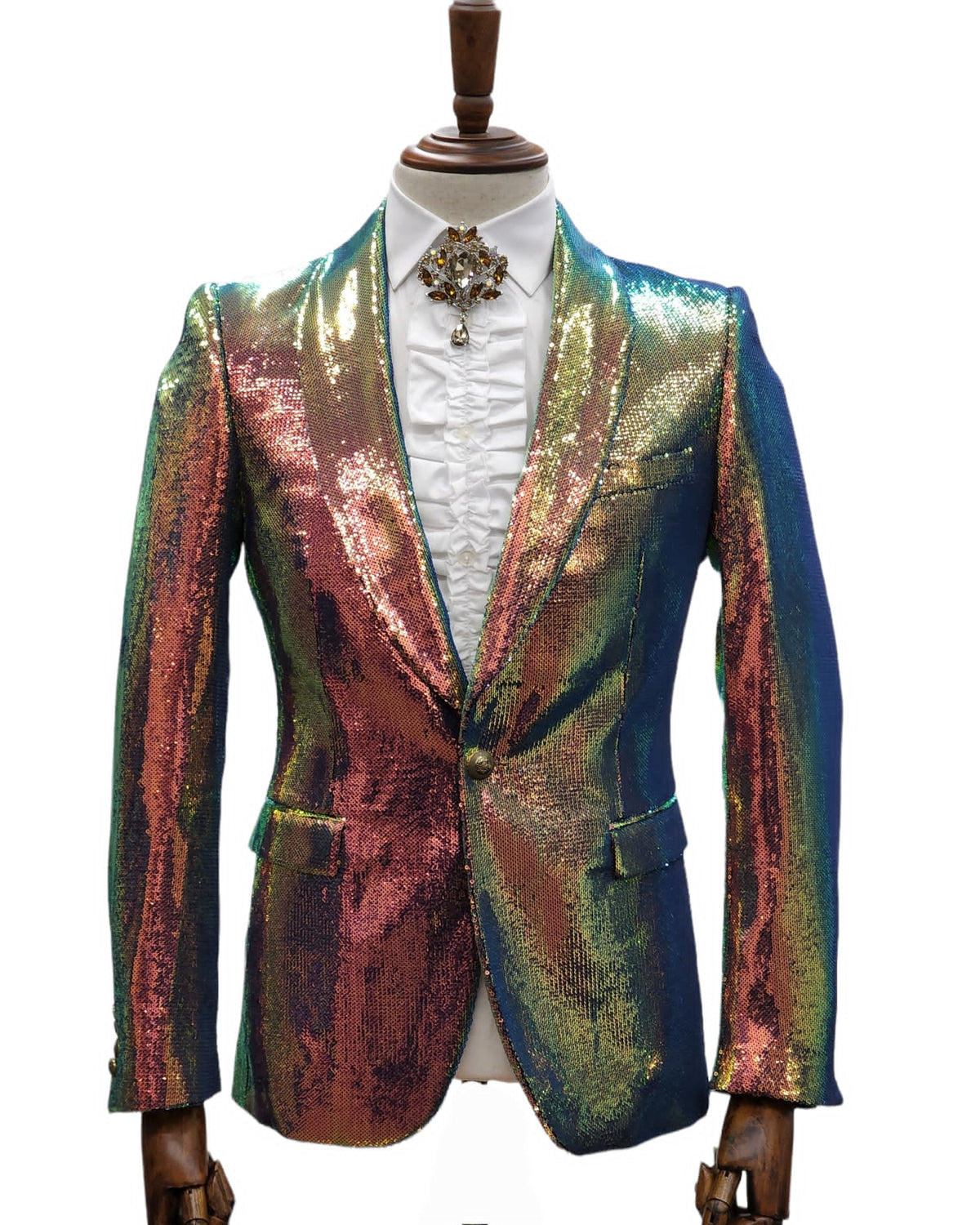 Giovanni Testi 2 Button Slim Fit Shawl Lapel Sequin Suit GT1S-2008 Aero