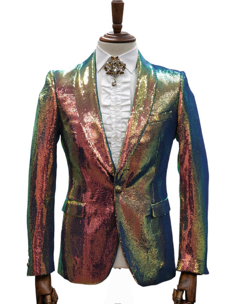 Giovanni Testi 2 Button Slim Fit Shawl Lapel Sequin Suit GT1S-2008 Aero