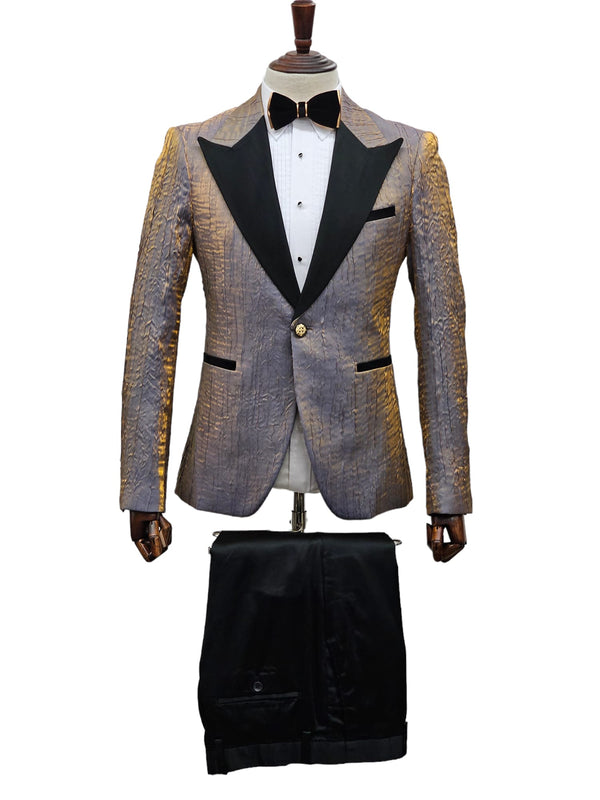 Giovanni Testi 1 Button Peak Lapel Slim Fit Iridescent Tuxedo EF1PX-6115 GOLDISH