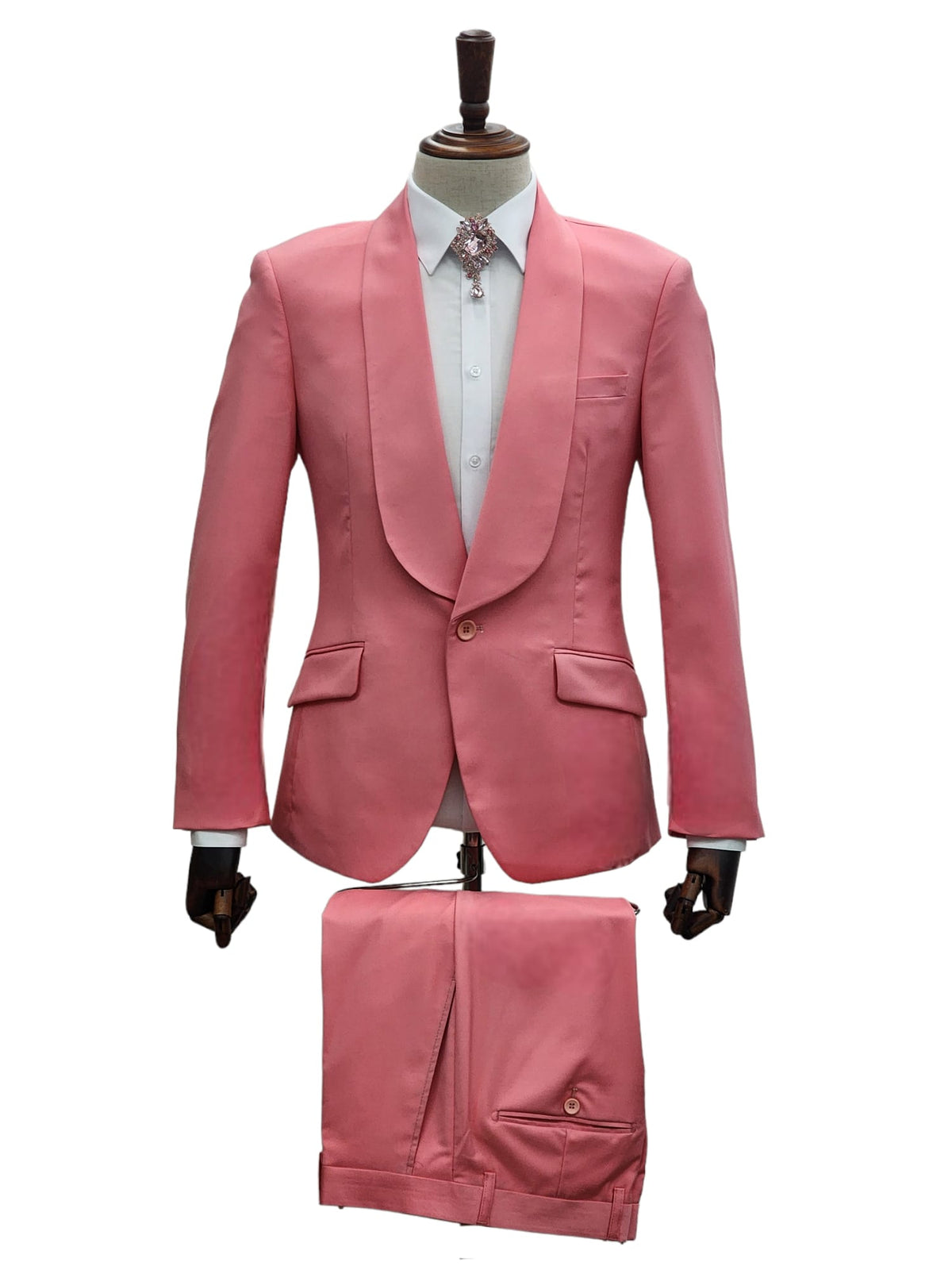 1 Button Slim Fit Suit FF1S-TRS Coral