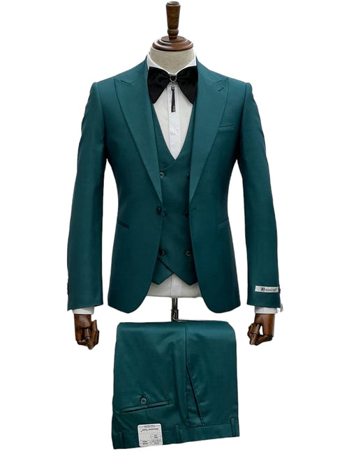 Giovanni Testi 1 Button 3 piece slim fit suit GT1PA+V-1501 GREEN