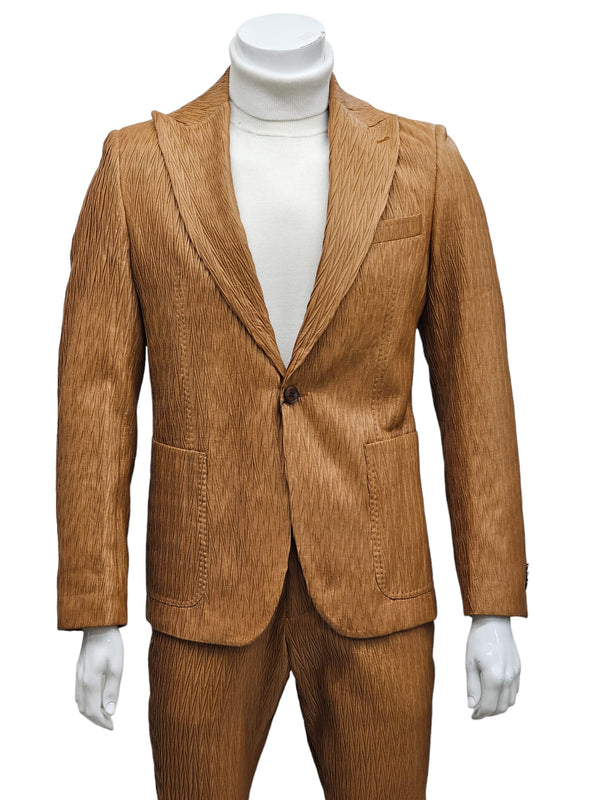 Giovanni Testi 1 Button Pak Lapel Vegan Leather suit GT1P-7496 TAN