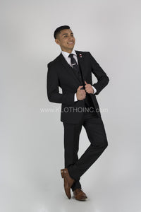 Fabio Fabrinni 2 Button 3 Piece Black Slim Fit Suit FF2S+V-4030 Black