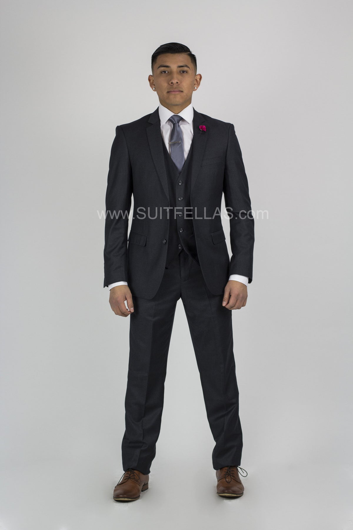 2 Button Notch Lapel Charcoal Slim Fit Suit FF2SV-4030