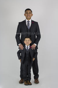 2 Button Notch Lapel Charcoal Slim Fit Suit FF2SV-4030