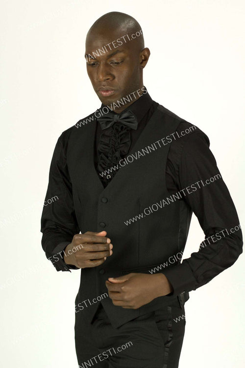 Giovanni Testi Slim Fit Black TUXEDO VEST