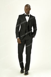 Fabio Fabrinni 2 Button 3 Piece Black Slim Fit Suit FF2NAV-1230 BLACK