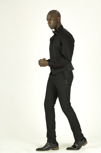 Giovanni Testi Black Slim Fit Tuxedo Pants