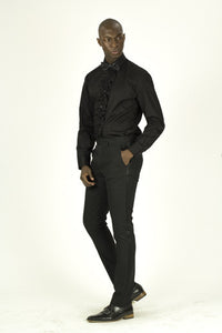Giovanni Testi Black Slim Fit Tuxedo Pants