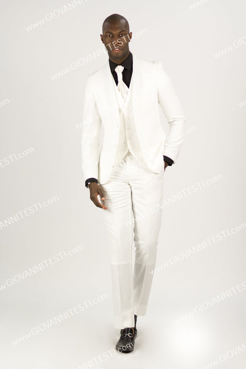 2 Button Shawl Lapel Ivory Slim Fit Suit FF2SSX+V-1230
