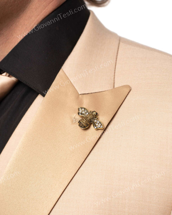 Giovanni Testi 1 Button Peak lapel 3 piece Tuxedo GT1PA+V-1501 Sand