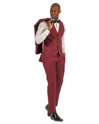 Fabio Fabrinni 2 Button Shawl Lapel 3 Piece Slim Suit FF2SSX+V-1230 Burgundy