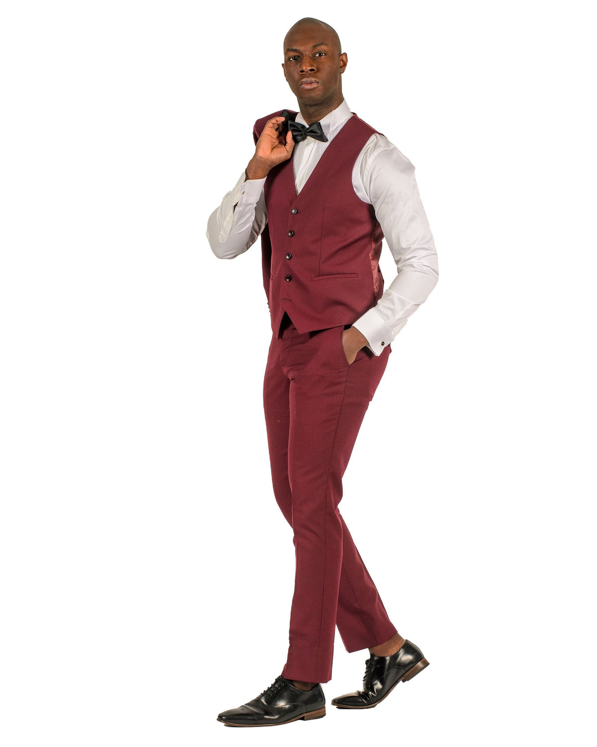 Fabio Fabrinni 2 Button Shawl Lapel 3 Piece Slim Suit FF2SSX+V-1230 Burgundy