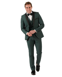 Fabio Fabrinni 2 Button Forest Green Shawl Lapel 3 Piece Slim Suit FF2SSX+V-1230 FG