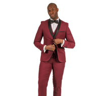 Fabio Fabrinni 2 Button Burgundy Shawl Lapel 3 Piece Slim Suit FF2SSX+V-1230 BURG
