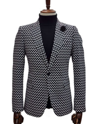 Giovanni Testi Traveler 1 Button Slim Fit Stretch Suit GTRVL1P-D04 BLK/WHITE