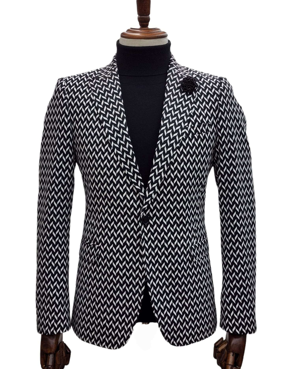 Giovanni Testi Traveler 1 Button Slim Fit Stretch Suit GTRVL1P-D04 BLK/WHITE