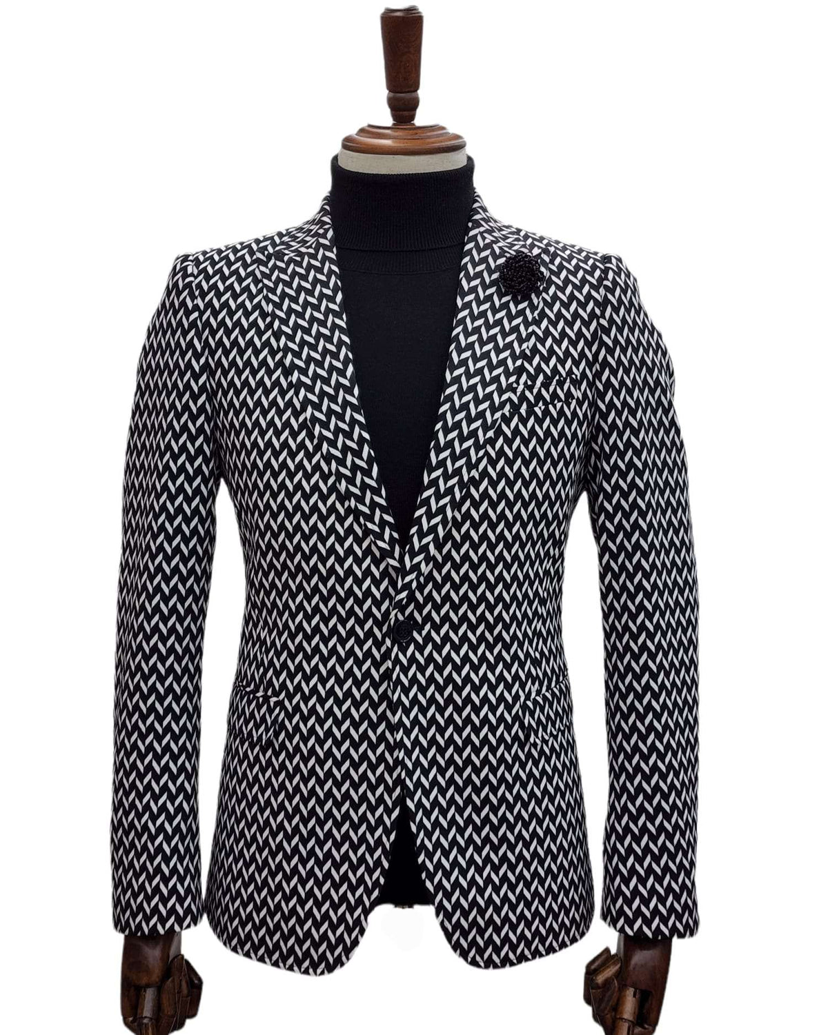 Giovanni Testi Traveler 1 Button Slim Fit Stretch Suit GTRVL1P-D04 BLK/WHITE