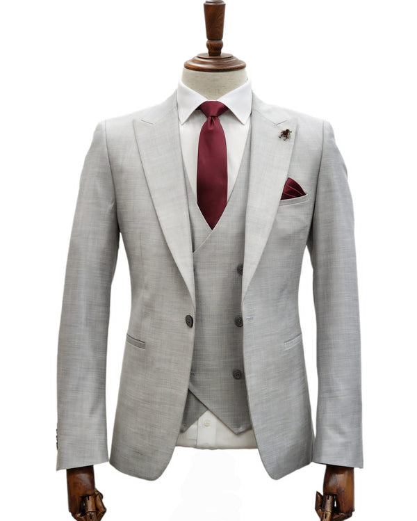 Giovanni Testi 1 Button Peak lapel 3 piece Tuxedo GT1PA+V-1501 Silver