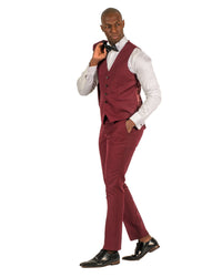 Fabio Fabrinni 2 Button Shawl Lapel 3 Piece Slim Suit FF2SSX+V-1230 Burgundy