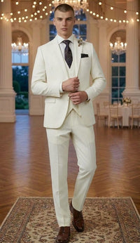 2 Button Notch Lapel Ivory Slim Fit Suit FF2+V-4030S