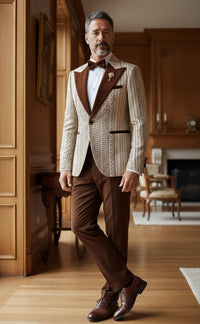 Giovanni Testi 1 Button Peak lapel Slim Fit Suit EF1PX-2731 BROWN