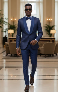 Giovanni Testi 1 Button Shawl Lapel Slim Fit Tuxedo EF1SX-8796 NAVY