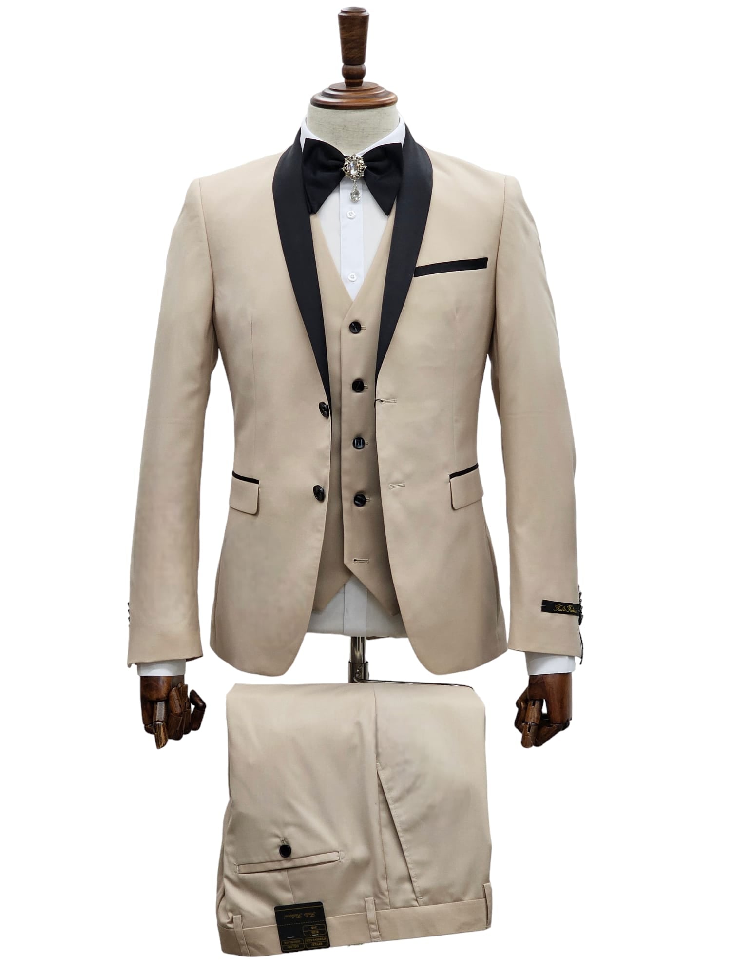 Fabio Fabrinni 2 Button Tan Slim Fit Suit with Shawl Lapel Fabio Fabrinni 2 Button Tan Slim Fit Suit with Shawl Lapel