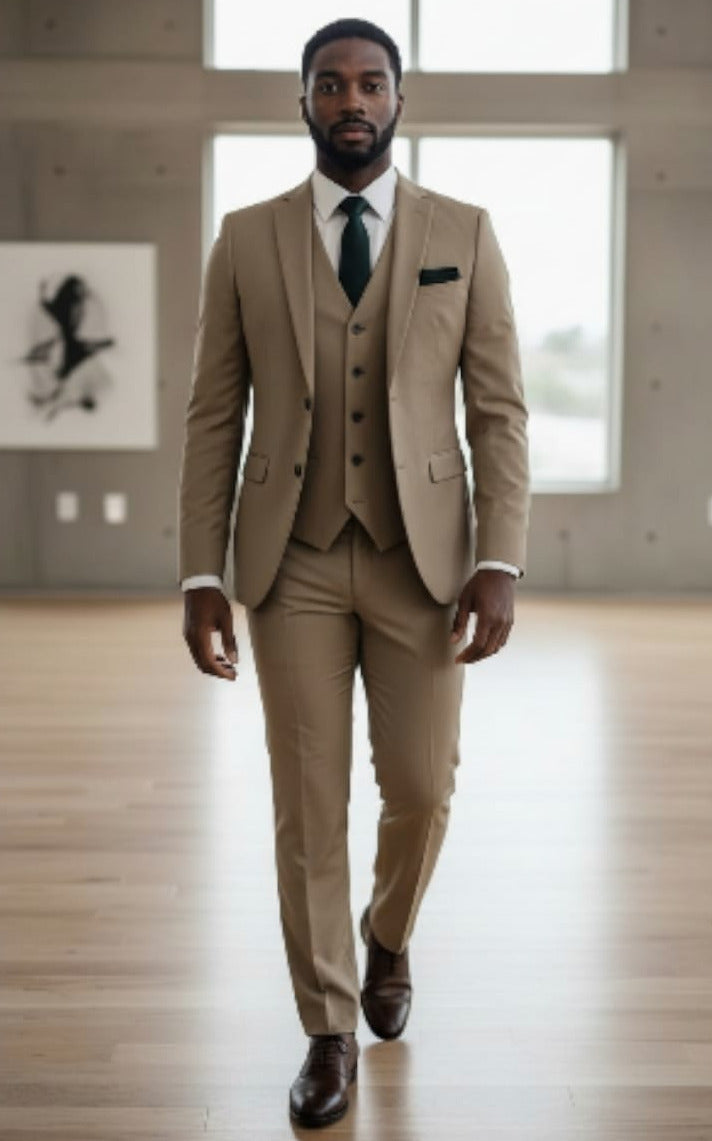 2Button Notch Lapel Slim Fit  FF2N+V-1230 TAN