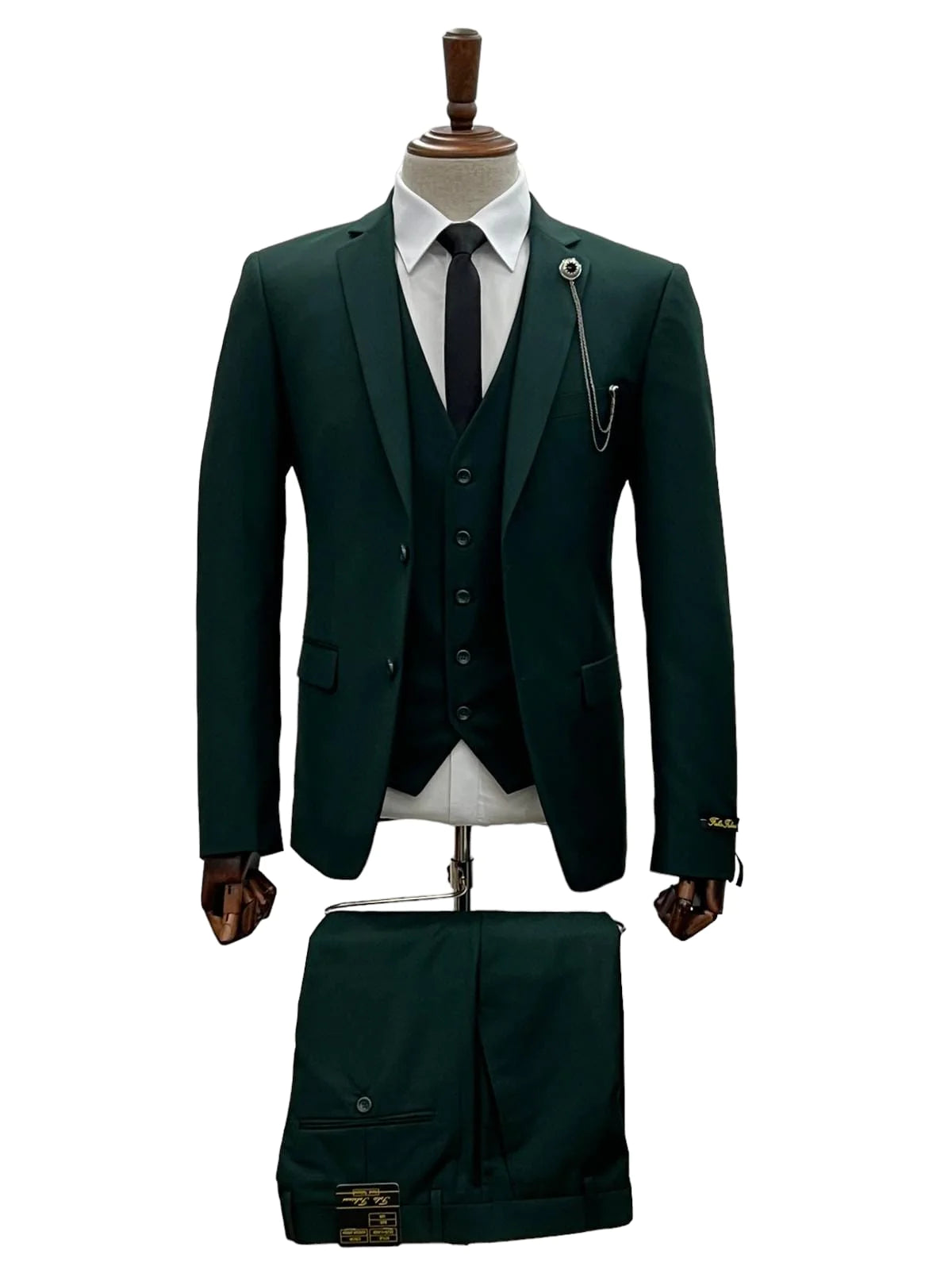 2 Button Notch Lapel Hunter Green Slim Fit Suit FF2SV-4030