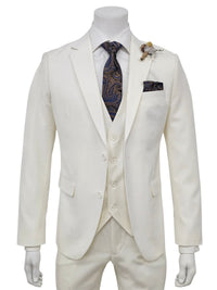 2 Button Notch Lapel Ivory Slim Fit Suit FF2+V-4030