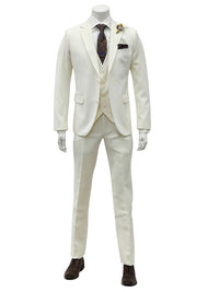 2 Button Notch Lapel Ivory Slim Fit Suit FF2+V-4030