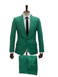 1 Button Slim Fit Suit FF1S-TRS Green
