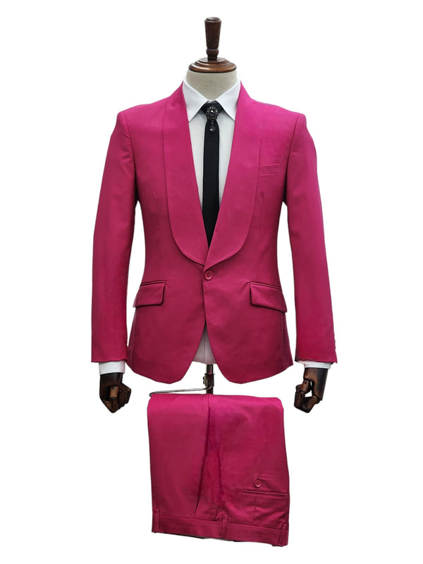 1 Button Slim Fit Suit FF1S-TRS Pink