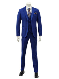 Fabio Fabrinni 2 Button 3 Piece Slim Fit Suit FF2S+V-4030 Royal Blue