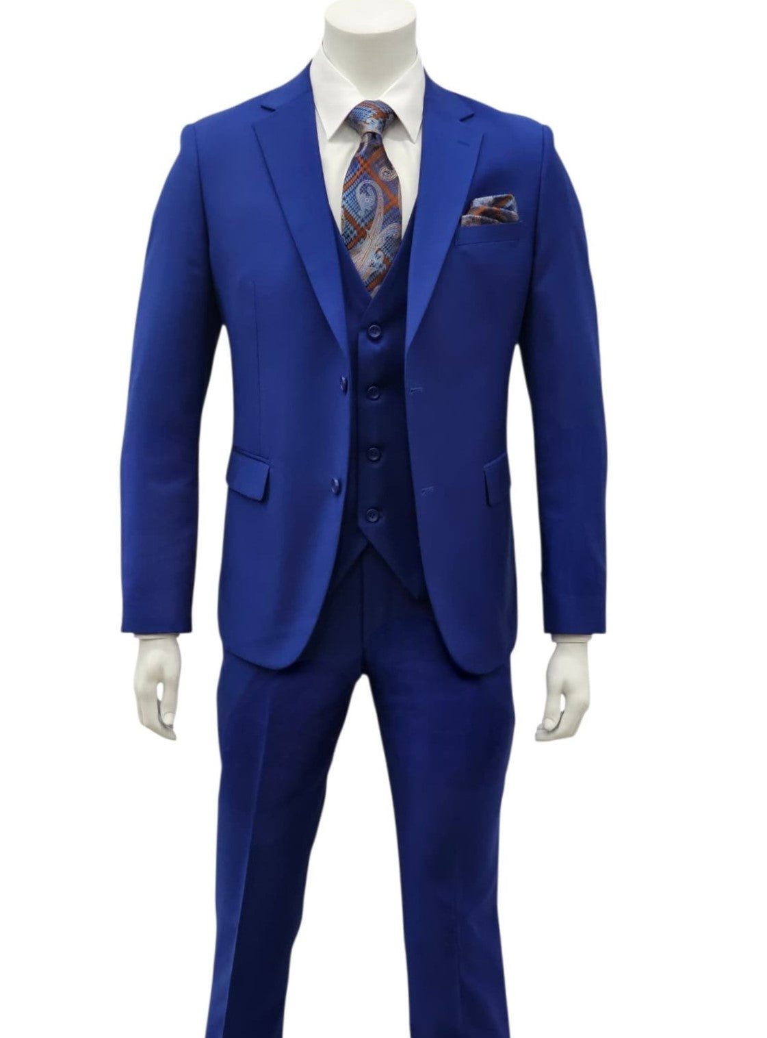 Fabio Fabrinni 2 Button 3 Piece Slim Fit Suit FF2S+V-4030 Royal Blue