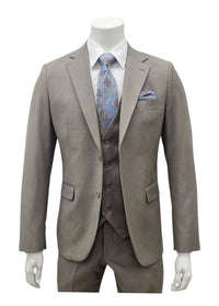 Fabio Fabrinni 2 Button 3 Piece Slim Fit Suit FF2S+V-4030 Stone