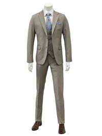 Fabio Fabrinni 2 Button 3 Piece Slim Fit Suit FF2S+V-4030 Stone