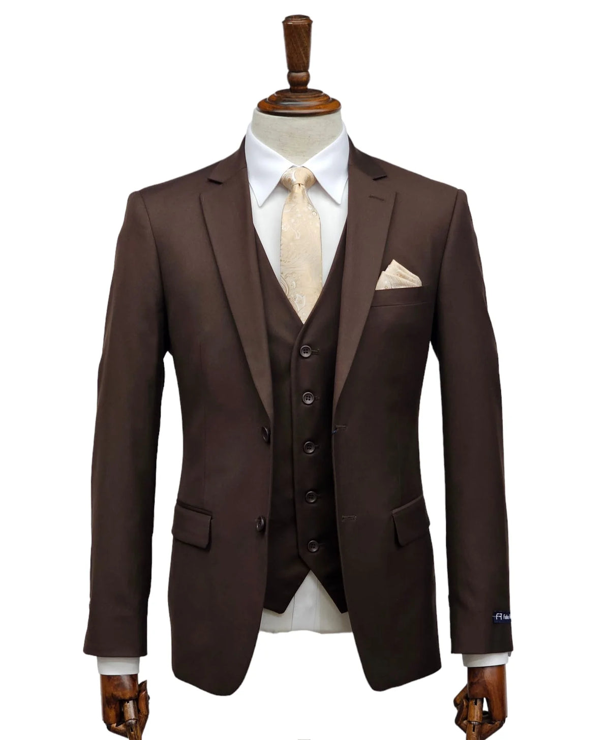Fabio Fabrinni 2 Button 3 Piece Slim Fit Suit FF2S+V-4030 Choc. Brown