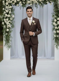 Fabio Fabrinni 2 Button 3 Piece Slim Fit Suit FF2S+V-4030 Choc. Brown