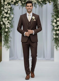 Fabio Fabrinni 2 Button 3 Piece Slim Fit Suit FF2S+V-4030 Choc. Brown