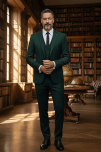 2 Button Notch Lapel Hunter Green Slim Fit Suit FF2SV-4030