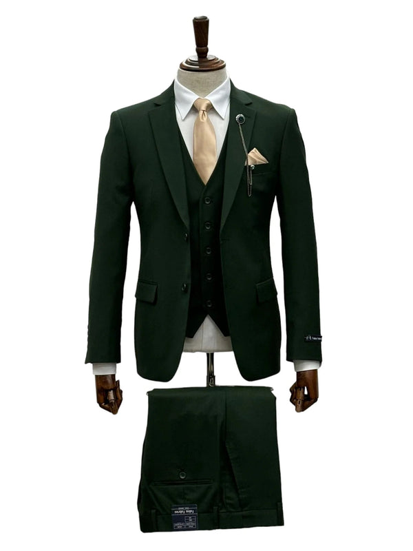 2 Button Notch Lapel Olive Slim Fit Suit FF2S+V-4030S