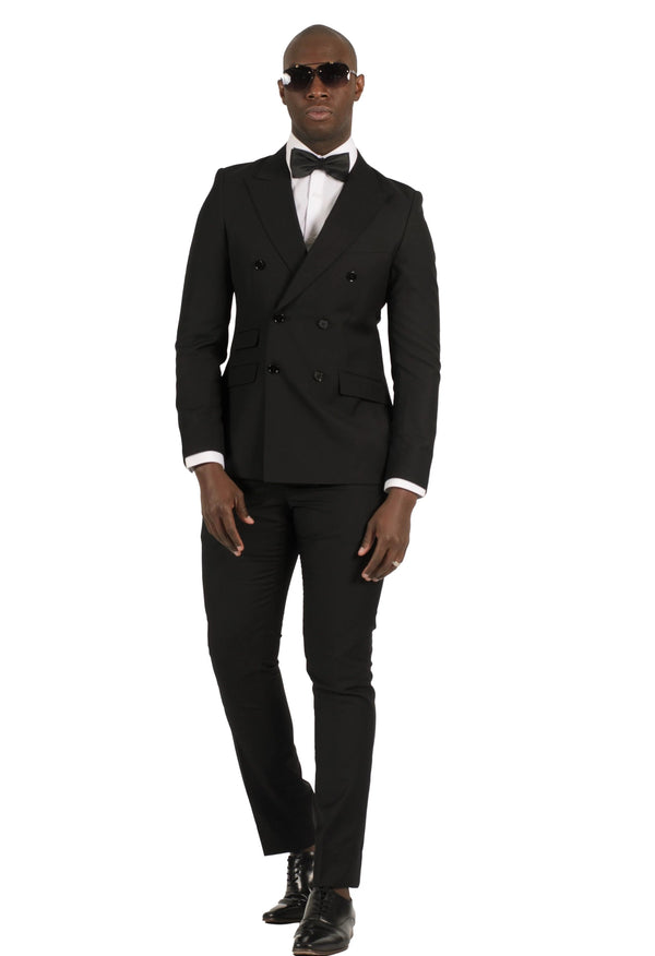 Fabio Fabrinni Double breast Black Slim Fit Suit FF6DB-4030S Black