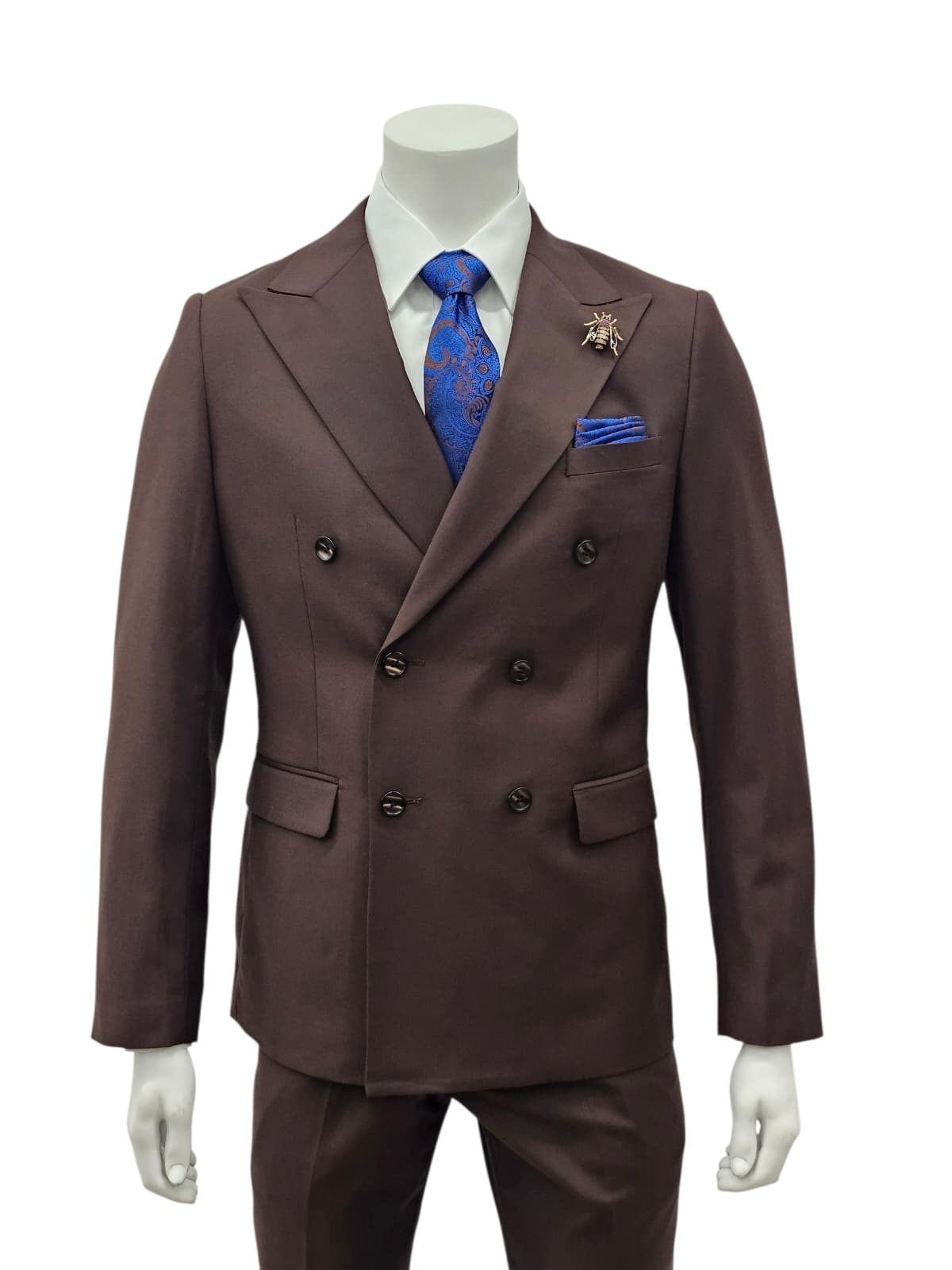 Fabio Fabrinni Double breast Slim Fit Suit FF6DB-4030S Brown