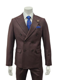 Fabio Fabrinni Double breast Slim Fit Suit FF6DB-4030S Brown