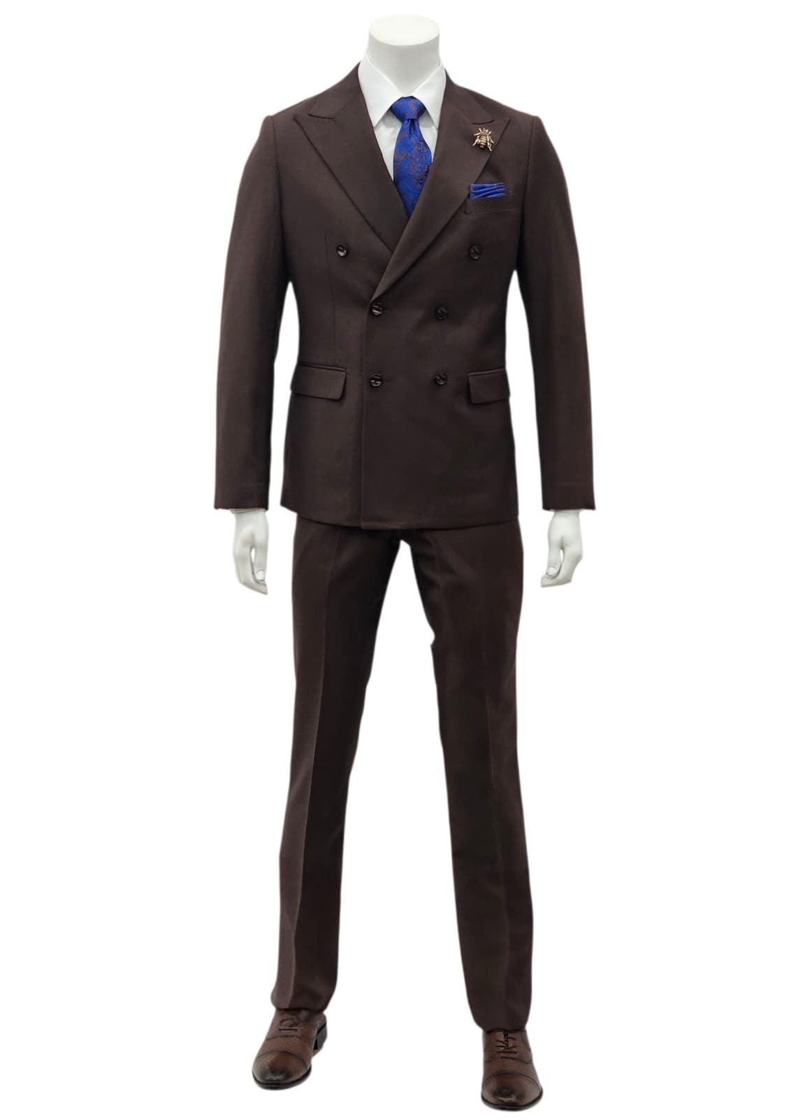 Fabio Fabrinni Double breast Slim Fit Suit FF6DB-4030S Brown