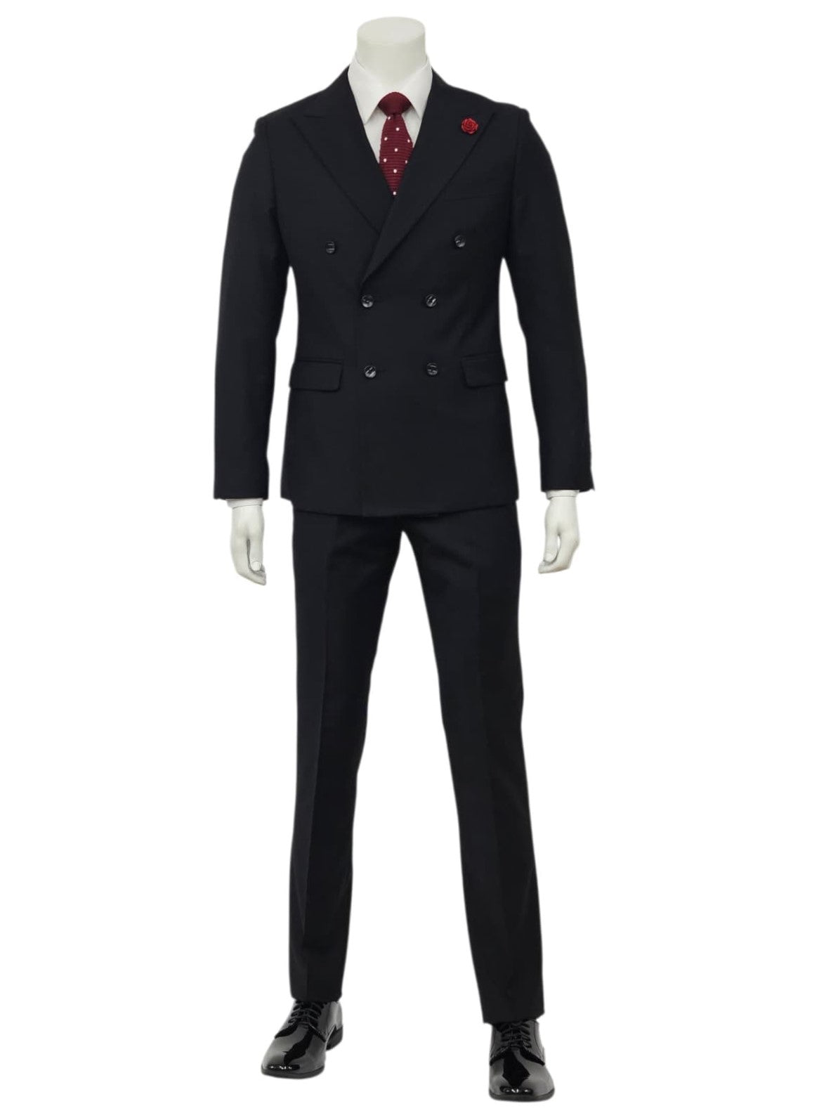Fabio Fabrinni Double breast Slim Fit Suit FF6DB-4030S Black