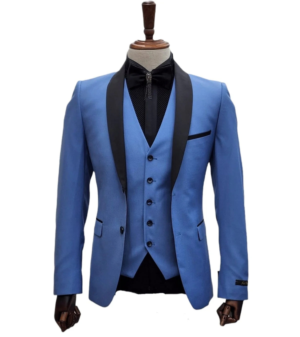 Fabio Fabrinni 2 Button Shawl Lapel 3 Piece Slim Suit FF2SSX+V-1230 L.BLUE