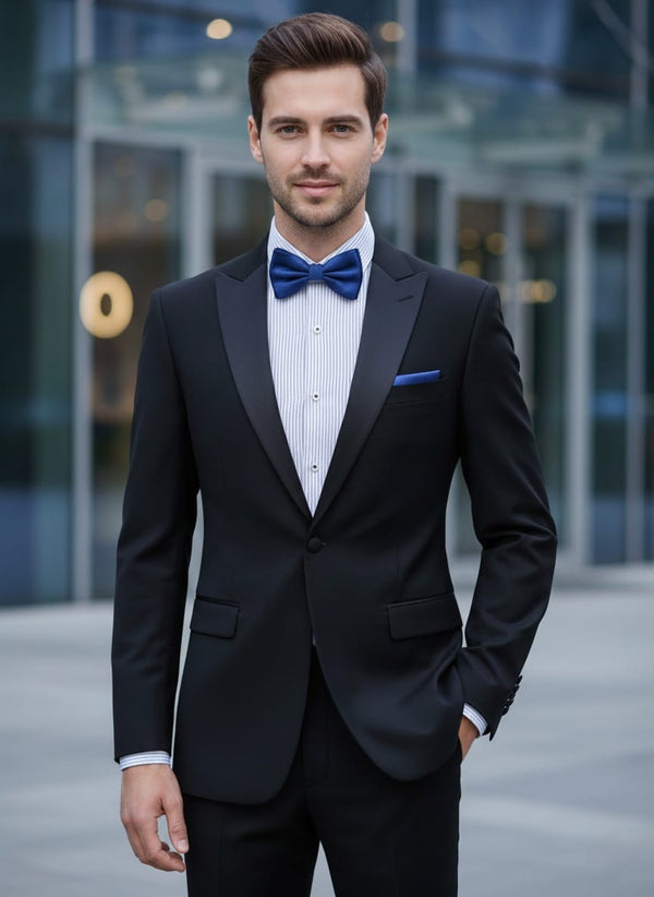 1 Button Peak Lapel Slim Fit Black Tuxedo FFTX1SP-4030